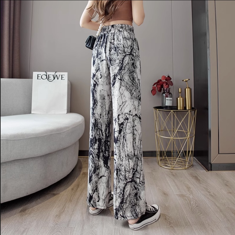 Quần ống rộng Dáng Suông Lưng Cao Họa Tiết Màu Nhuộm Thời Trang Mùa Hè Cho Nữ