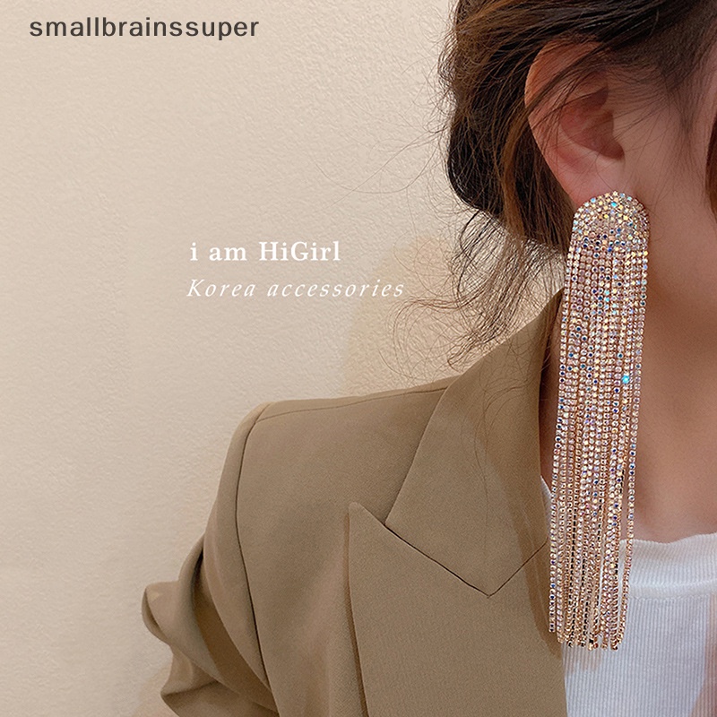 Bông Tai Dáng Dài Đính Đá Phối Tua Rua Thời Trang