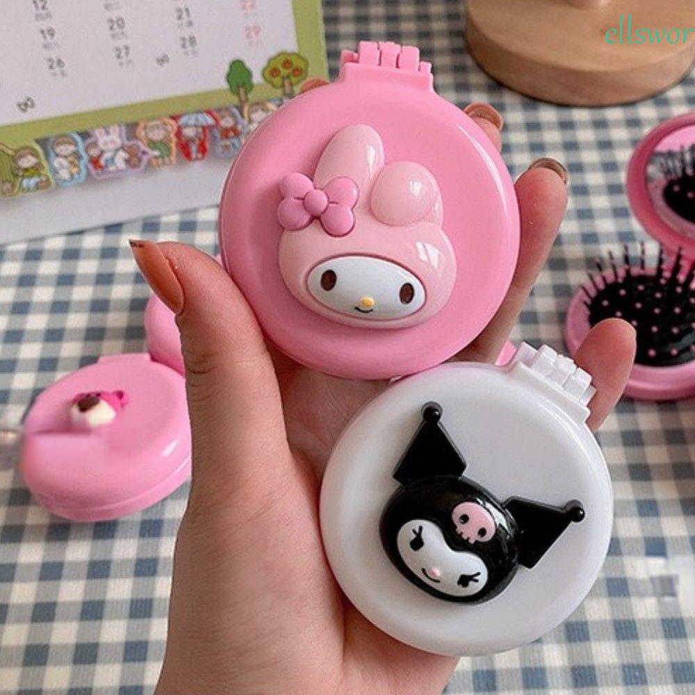 Lược Chải Tóc Dạng Gập Tích Hợp Gương Hình Mèo Hoạt Hình Sáng Tạo Cho Học Sinh