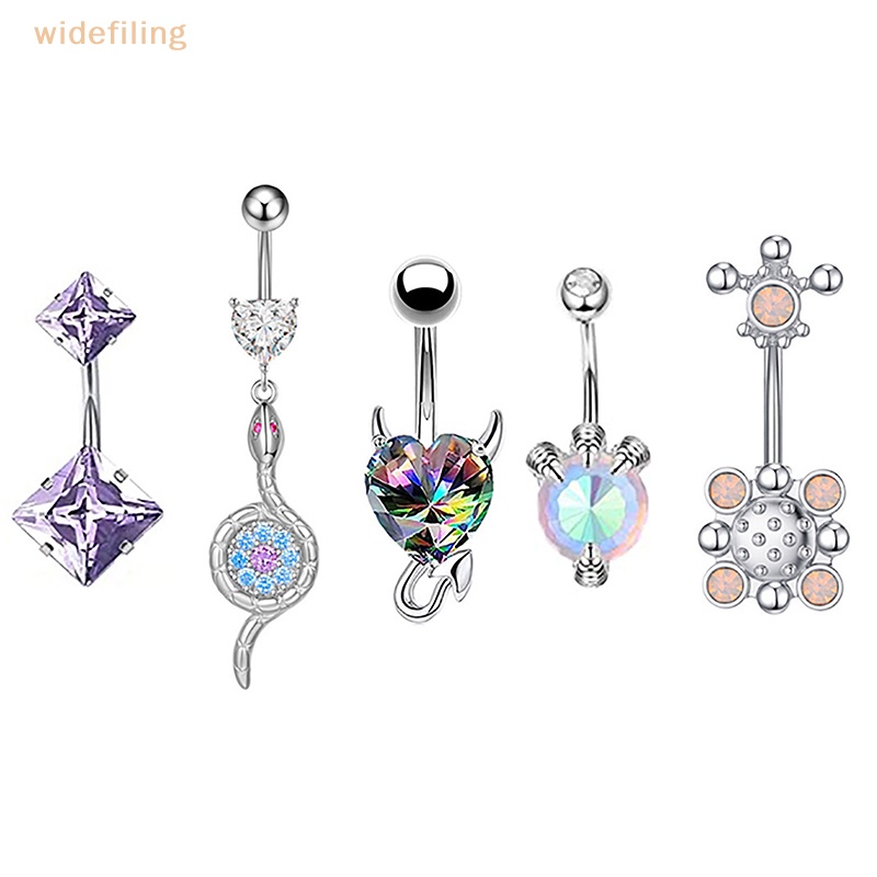 Khuyên Rốn Chất Liệu Thép Không Gỉ Đính Đá Zircon Hình Trái Tim Thời Trang Cho Nữ