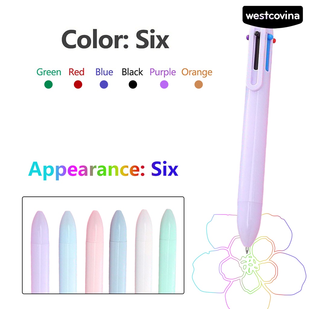 [WSTN] [WSTN]✎Set 6 Bút Bi Ngòi 0.5mm Vỏ Nhựa 6 Màu