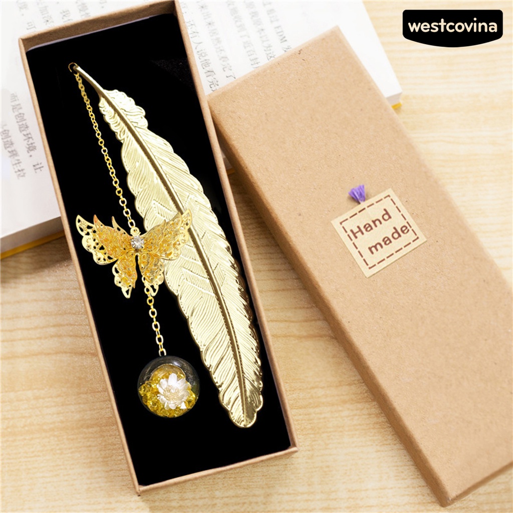[WSTN]✎Bookmark Hình Bướm 3D Bằng Kim Loại Phong Cách Vintage