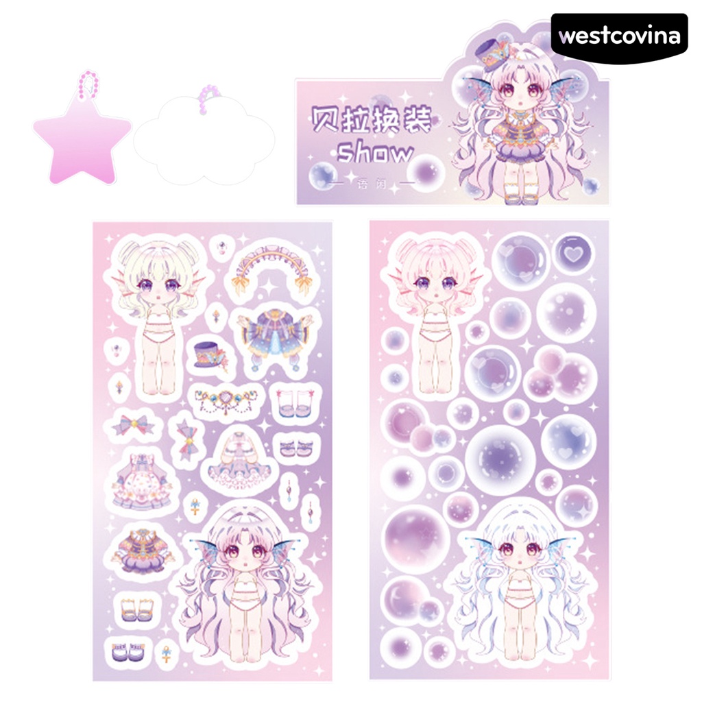 [WSTN]✎Sticker Dán Trang Trí Sổ Tay Chống Nước In Hình Cô Gái Hoạt Hình Dễ Thương