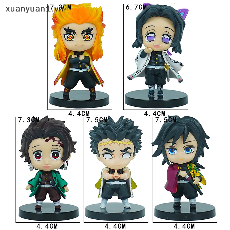 Xuan Q Posket Set 5 Mô Hình Búp Bê Kimetsu PVC Mini Hình Demon Slayer