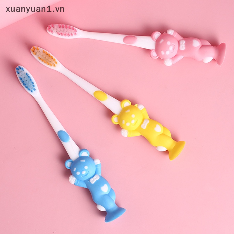 Set 4 Bàn Chải Đánh Răng Tay Cầm Ngắn Họa Tiết Hoạt Hình Cho Bé