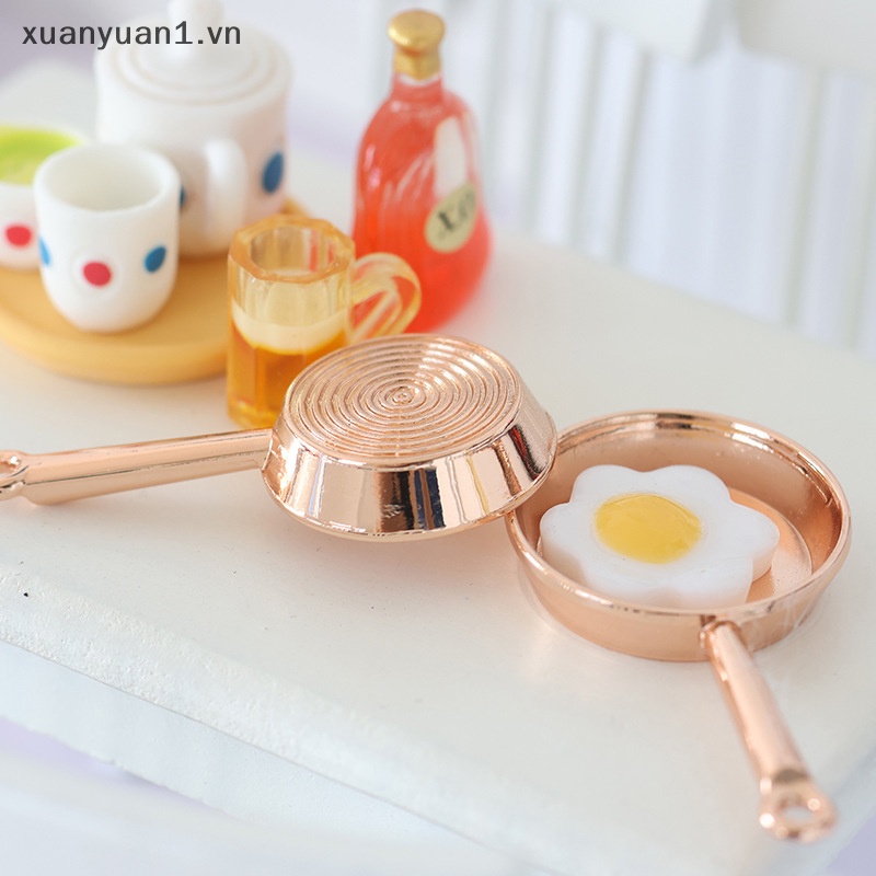 Chảo Chiên Trứng Mini Bằng Kim Loại Tỉ Lệ 1 / 12 Trang Trí Nhà Búp Bê