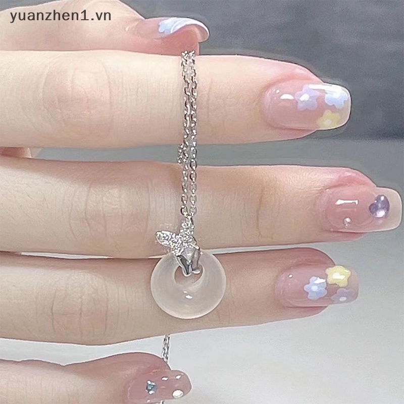 Vòng cổ Mặt Hình Bướm Đính Đá Ngọc Bích Thời Trang Cho Nữ