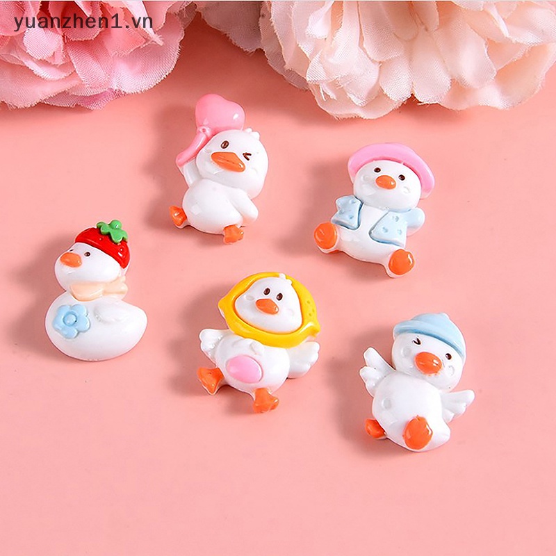 Set 10 Phụ Kiện Kẹp Tóc Hình Chú Vịt Bằng Nhựa Resin Dễ Thương