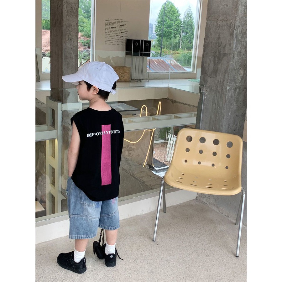 Áo Thun 100% Cotton Mỏng Sát Nách Cổ Tròn Thời Trang Mùa Hè Cho Bé Trai