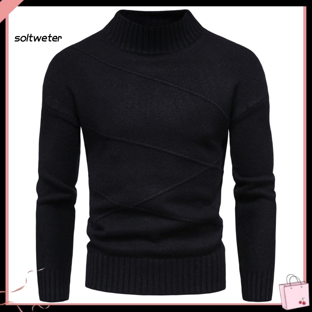 Áo Sweater Chui Đầu Cổ Cao Kẻ Sọc Màu Sắc Thời Trang Cho Nam