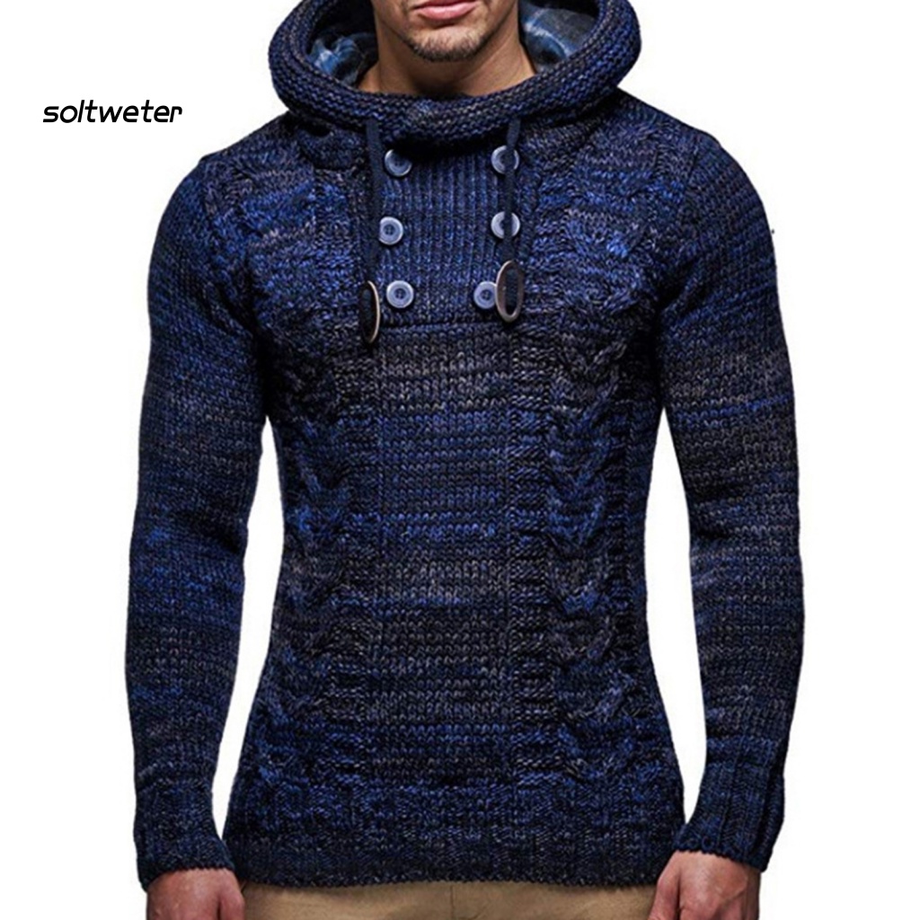 Áo Sweater Dệt Kim Cổ Lọ Tay Dài Màu Sắc Đơn Giản Thời Trang Thu Đông Cho Nam Giới
