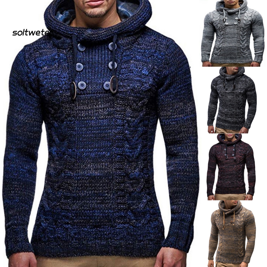 Áo Sweater Dệt Kim Cổ Lọ Tay Dài Màu Sắc Đơn Giản Thời Trang Thu Đông Cho Nam Giới