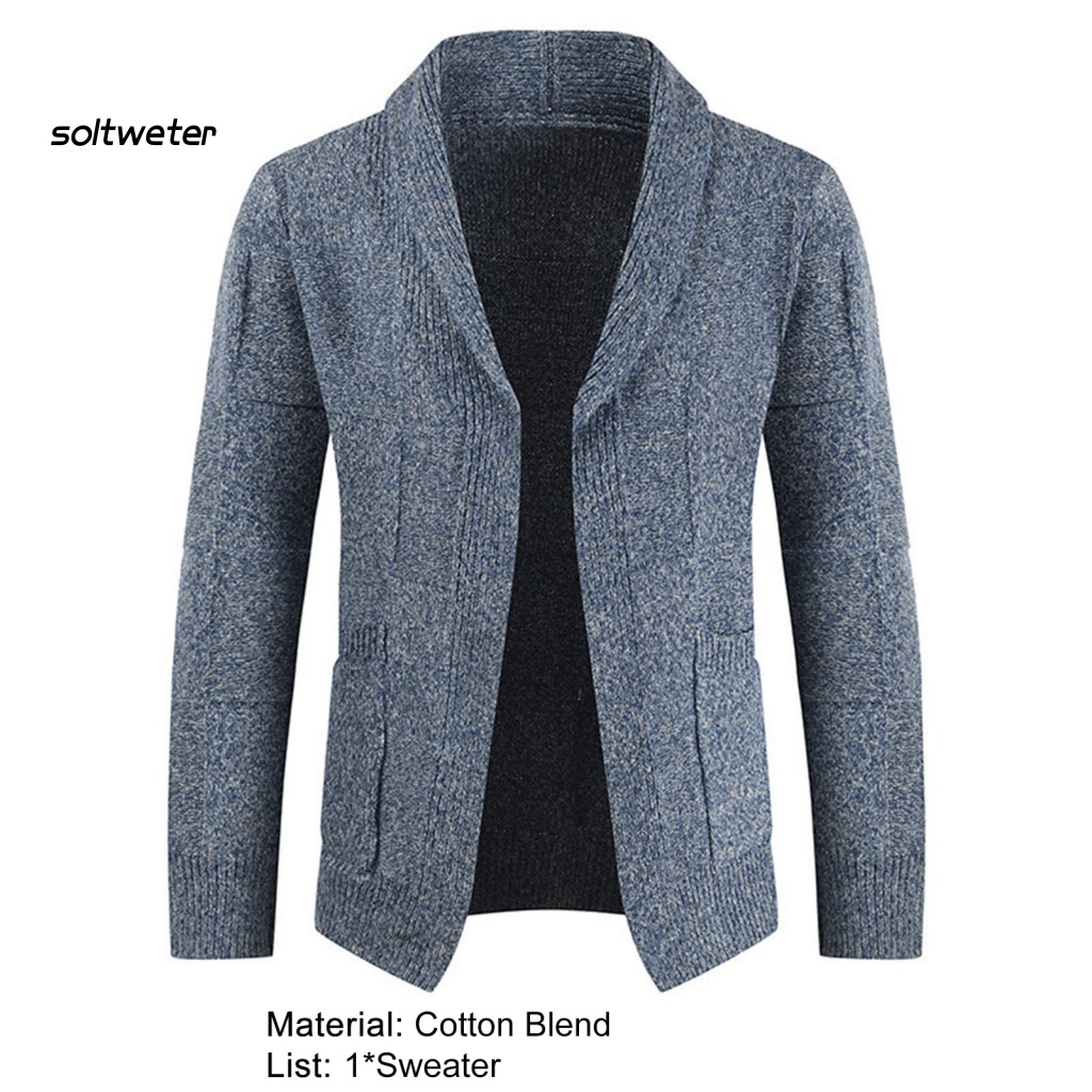 Áo Khoác Cardigan Dệt Kim Cổ Bẻ Màu Sắc Trơn Thời Trang Mùa Đông Cho Nam