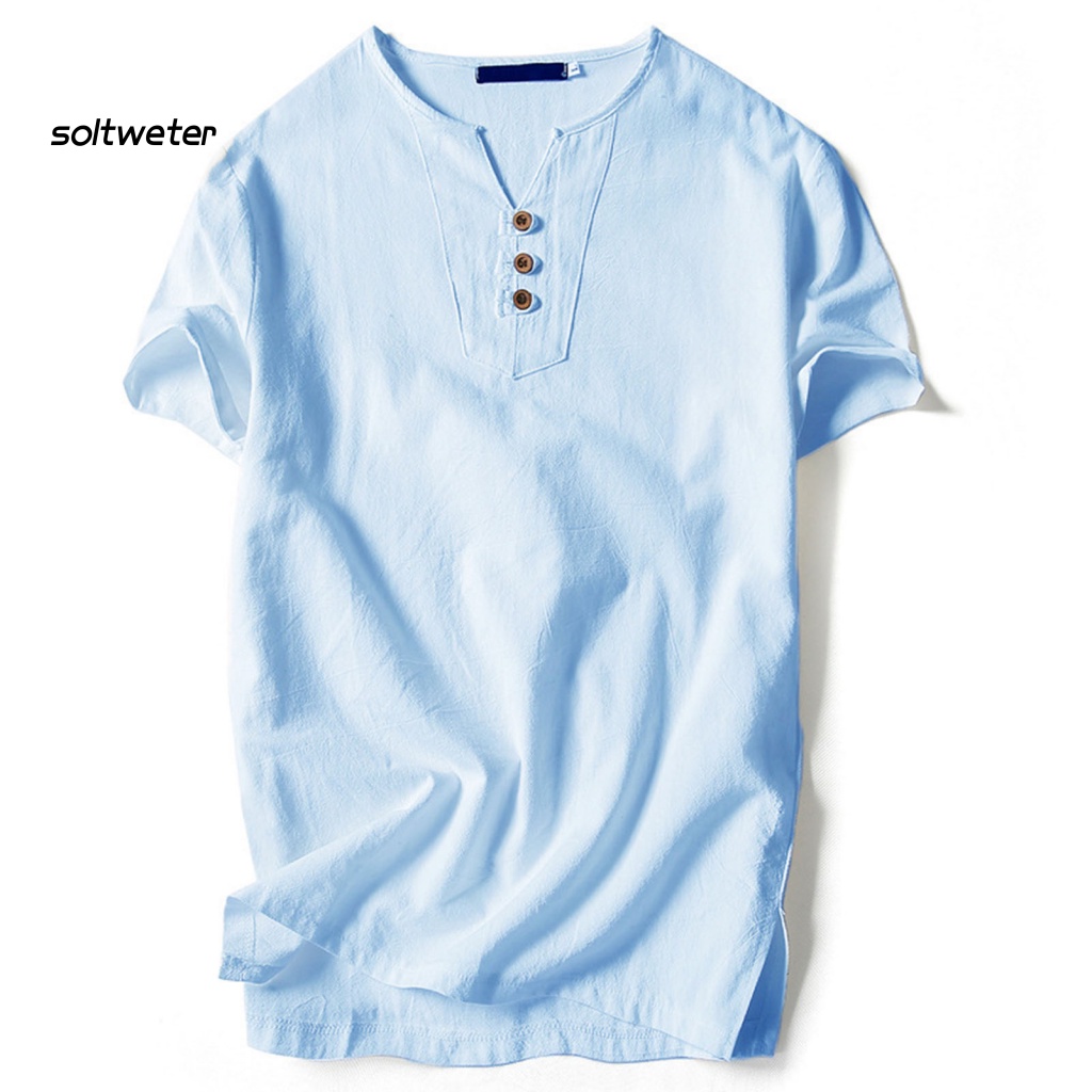 Áo Sơ Mi Nam Cổ Chữ V Thiết Kế Đơn Giản Phù Hợp Cho Mùa Hè