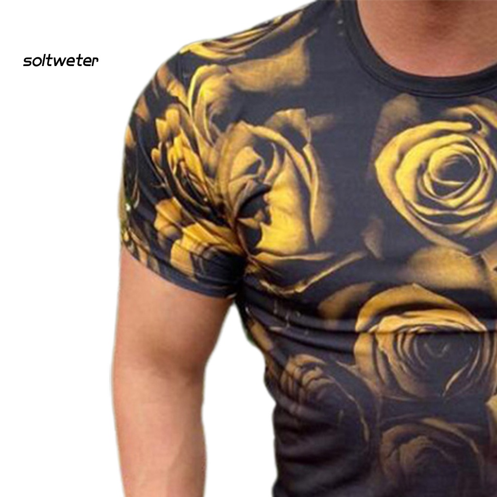 Áo Thun Tay Ngắn Cổ Tròn Màu Gradient Thời Trang Mùa Hè Cho Nam