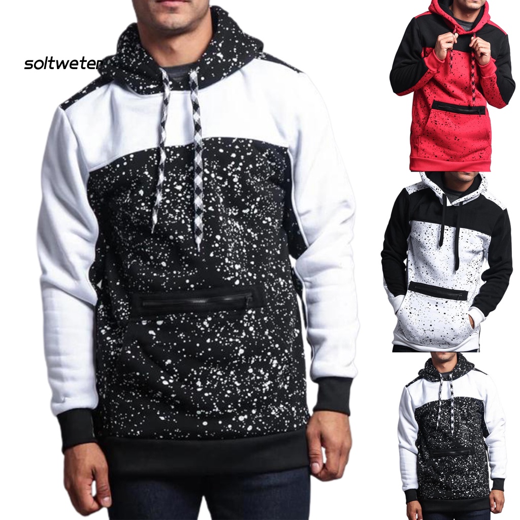 St Áo Hoodie Cổ Thuyền Bằng Vải Lông Chắp Vá Dây Rút Thoải Mái Mặc Thường