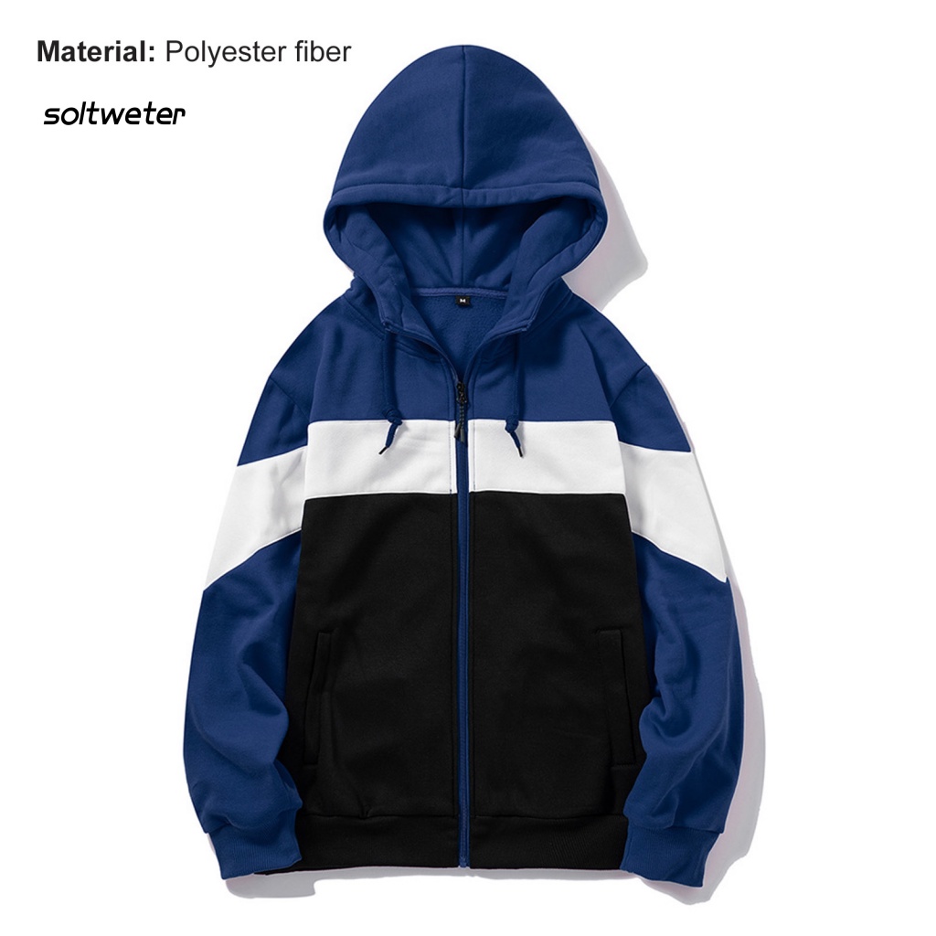 Áo Hoodie Có Khóa Kéo Phối Màu Sắc Khối Độc Đáo Thời Trang Thu Đông Cho Nam