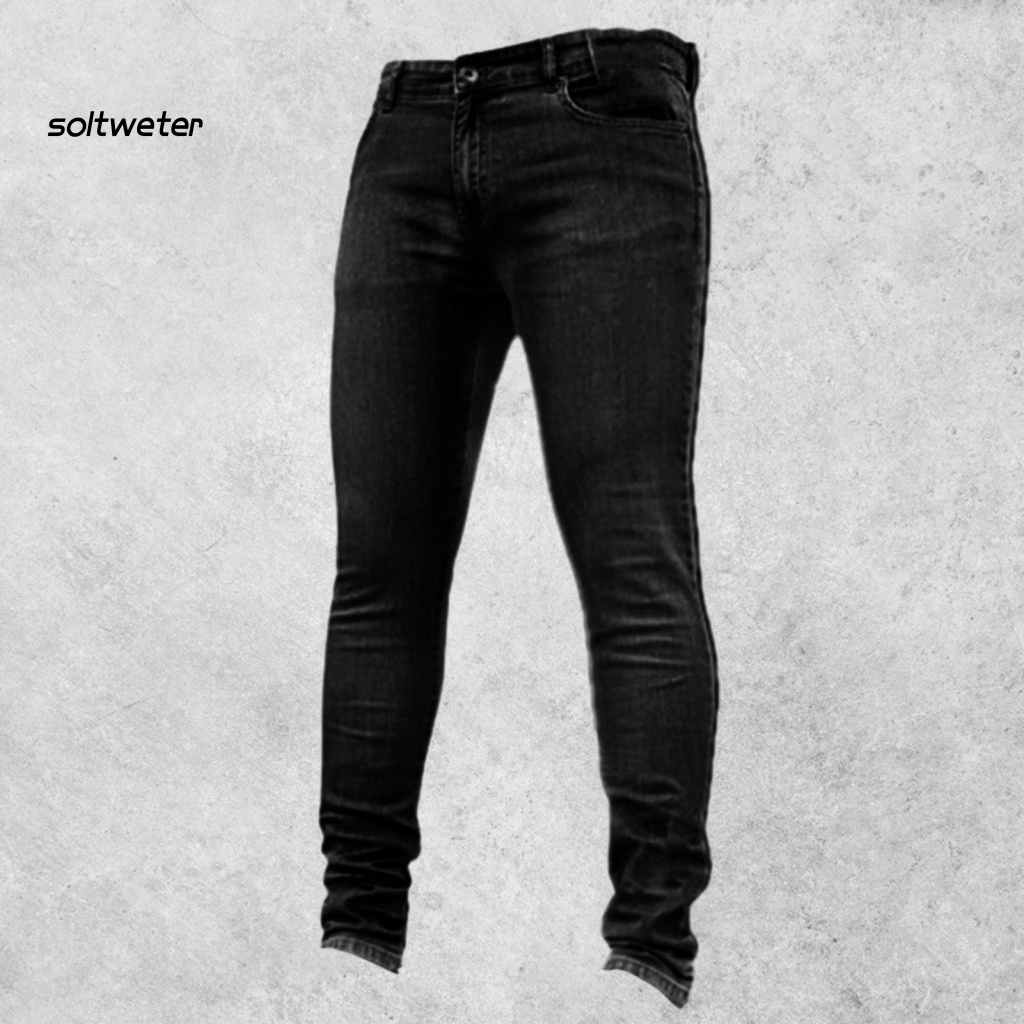 Quần Jean Dài Dáng Ôm Màu Đen Nhiều Túi Phong Cách Đường Phố Cá Tính Cho Nam