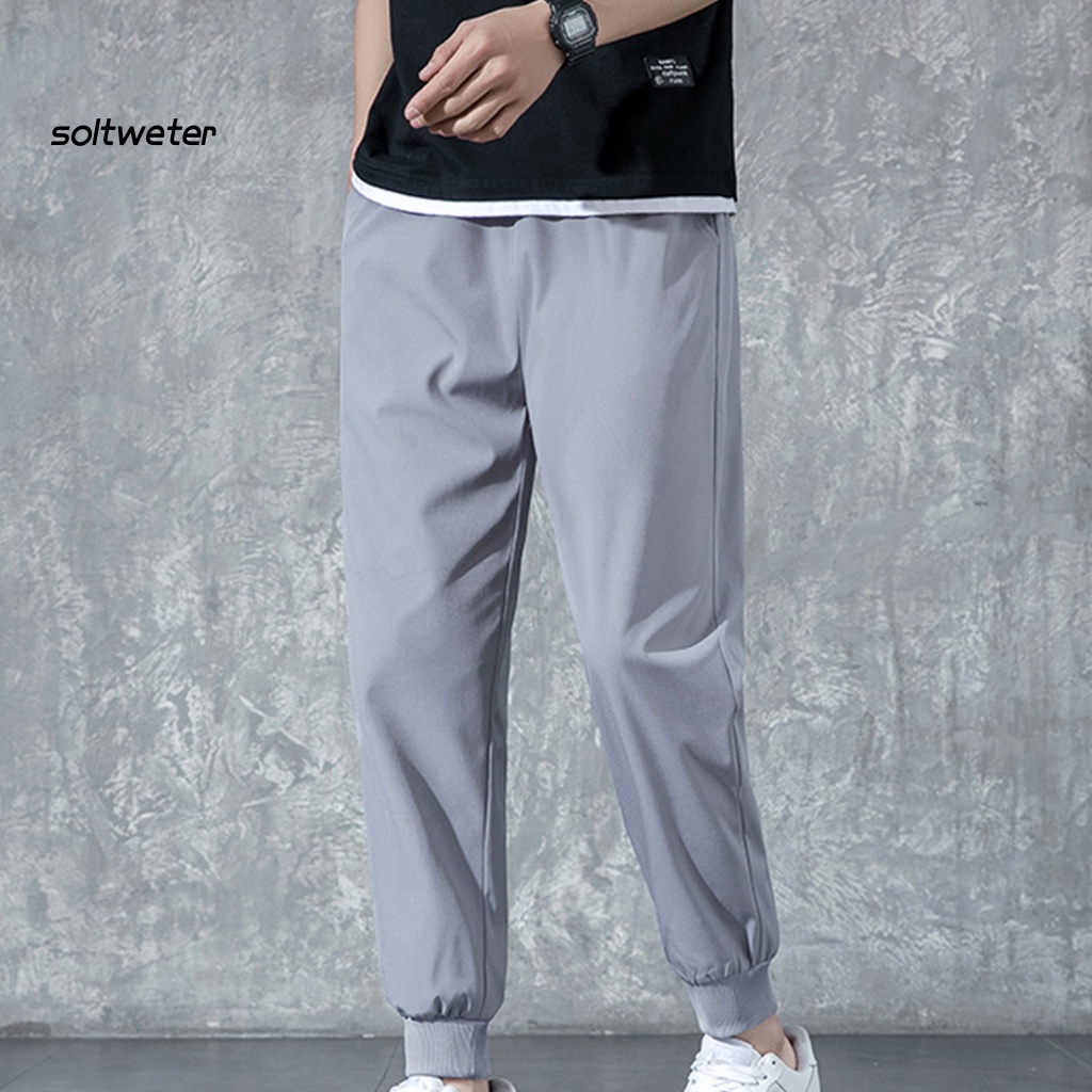 Quần Dài Oversize Lưng Thun Co Giãn Màu Sắc Trơn Phong Cách Đường Phố Cho Nam