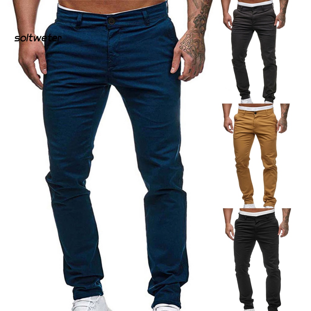 Quần Dài Ôm Dáng Màu Sắc Đơn Giản Có Khóa Kéo Cho Nam