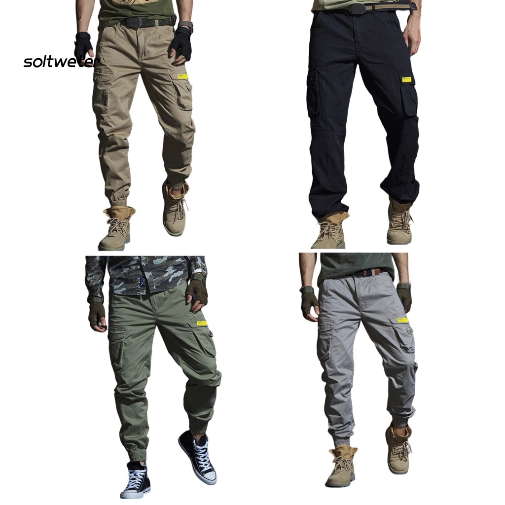 Quần Dài Dáng Rộng Màu Trơn Nhiều Túi Plus Size Cho Nam