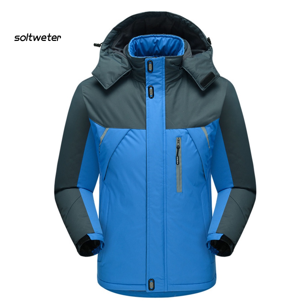 Áo Khoác Phao Có Nón Phối Màu Tương Phản Phản Quang Chắn Gió Cho Nam