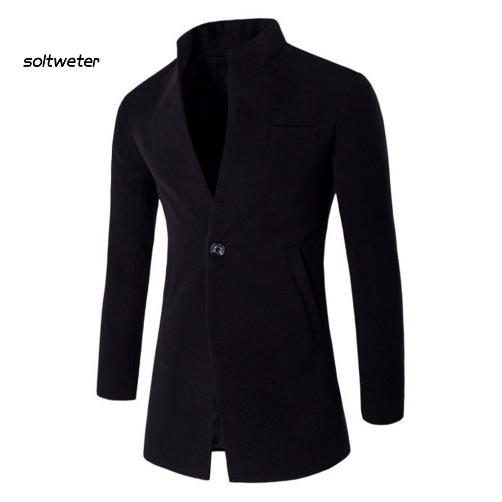 Áo Khoác Nam Chống Gió Cài Một Hàng Nút Dày Dặn Màu Sắc Thanh Lịch Thời Trang Thu Đông