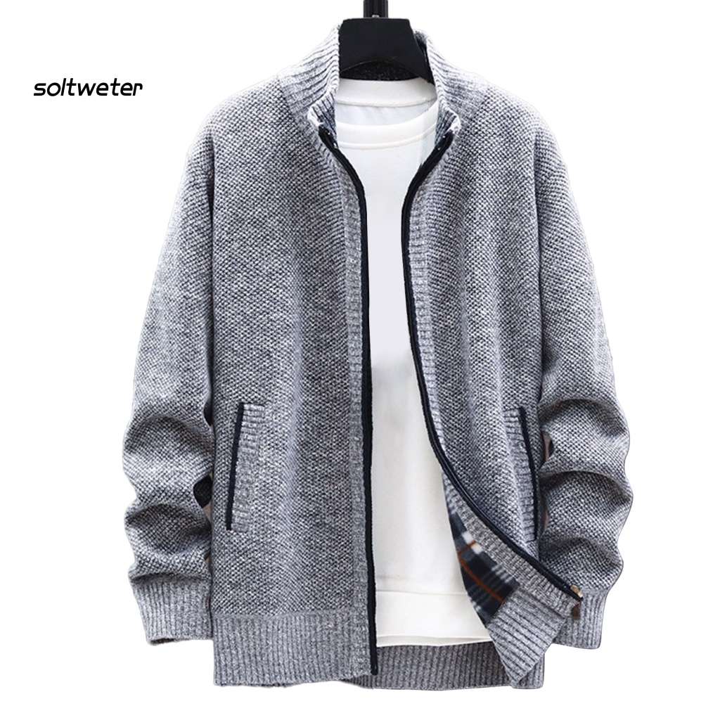 Áo Khoác Cổ Đứng Tay Dài Màu Trơn Dày Dặn Thời Trang Thu Đông Cho Nam