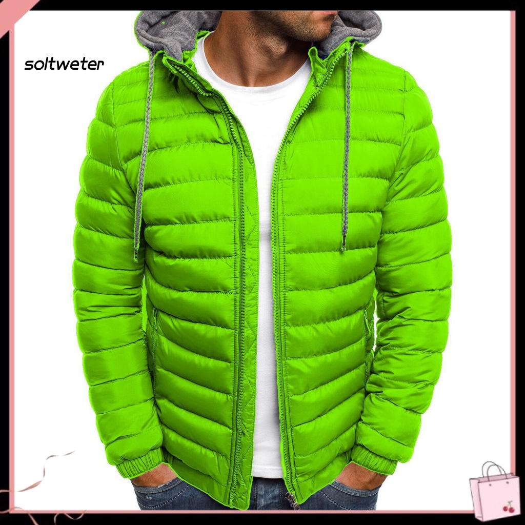 Áo Khoác Nam Tay Dài Có Nón Và Túi Màu Trơn Chống Lạnh Bằng Vải Cotton Dày Dặn