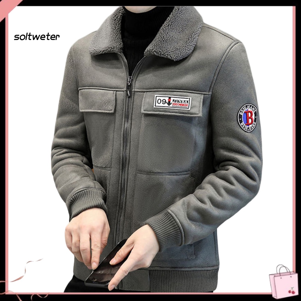 Huy Hiệu Cài Áo Khoác Nam Vải Lông Dày Dặn Plus Size Chống Gió Mặc Hàng Ngày