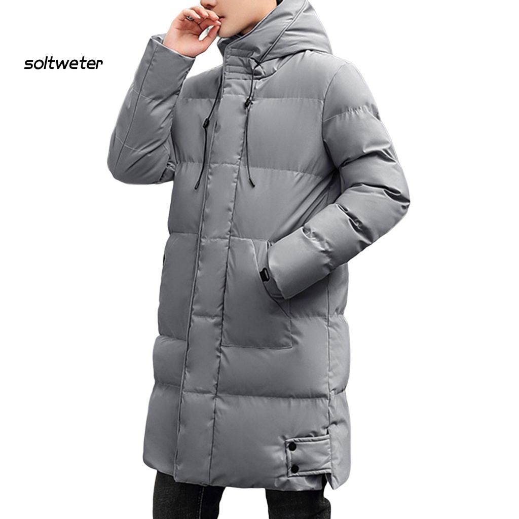 Áo Khoác Phao Dày Dặn Có Nón Màu Trơn Giữ Ấm Mùa Đông Với Kích Thước Lớn Cho Nam