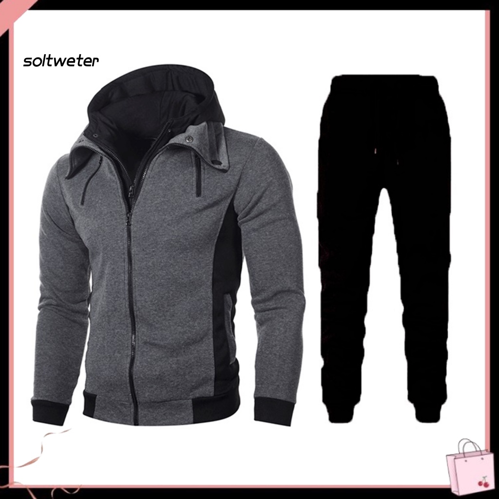 1 Bộ Quần Áo Hoodie Dày Dặn Cài Nút Màu Sắc Khối Dành Cho Cắm Trại