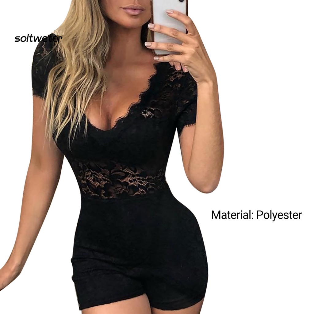 Áo liền quần Ren Xuyên Thấu Màu Sắc Trơn Có Khóa Kéo Ẩn Thời Trang Mùa Hè Quyến Rũ Cho Nữ