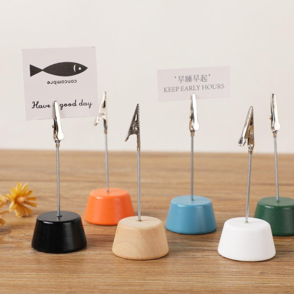 Giá Đỡ Kẹp Giấy Ghi Chú Để Bàn Bằng Gỗ