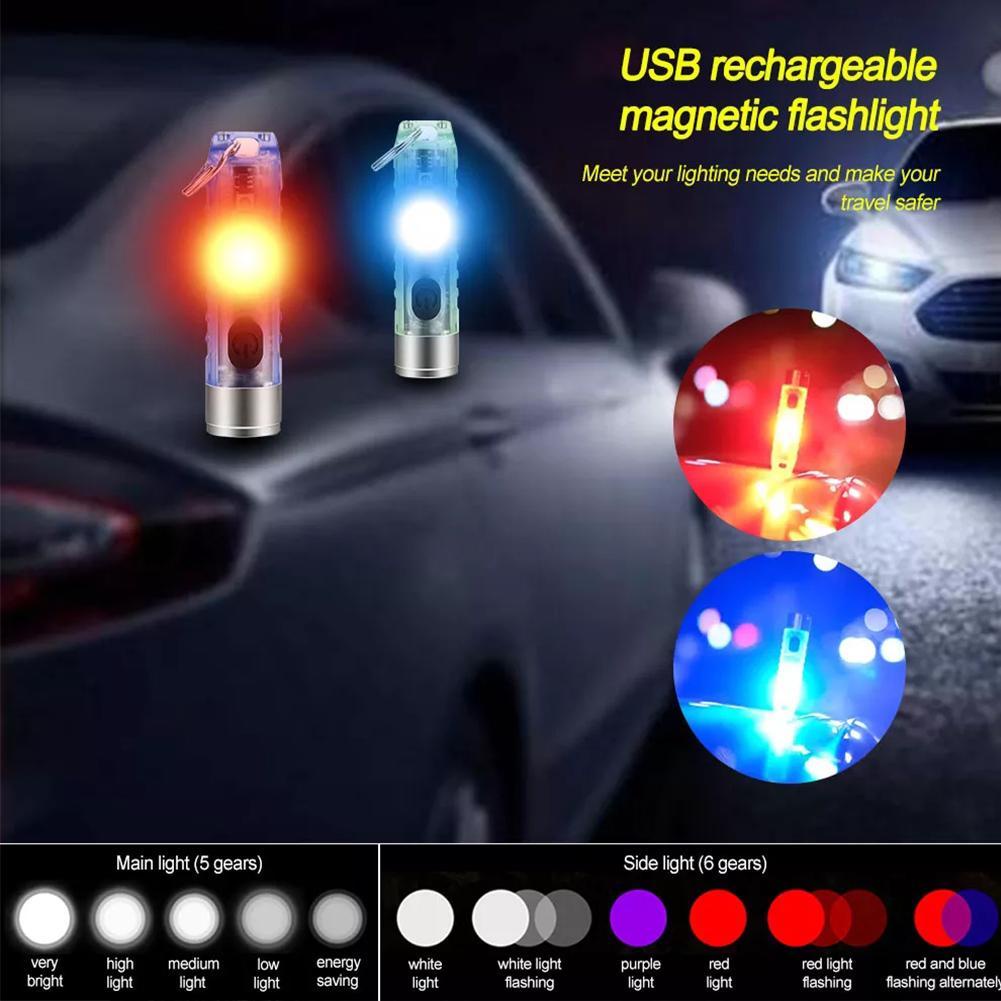 Đèn Pin Mini Dạ Quang 5 Chế Độ Chiếu Sáng Ngoài Trời Sạc USB H0Z3