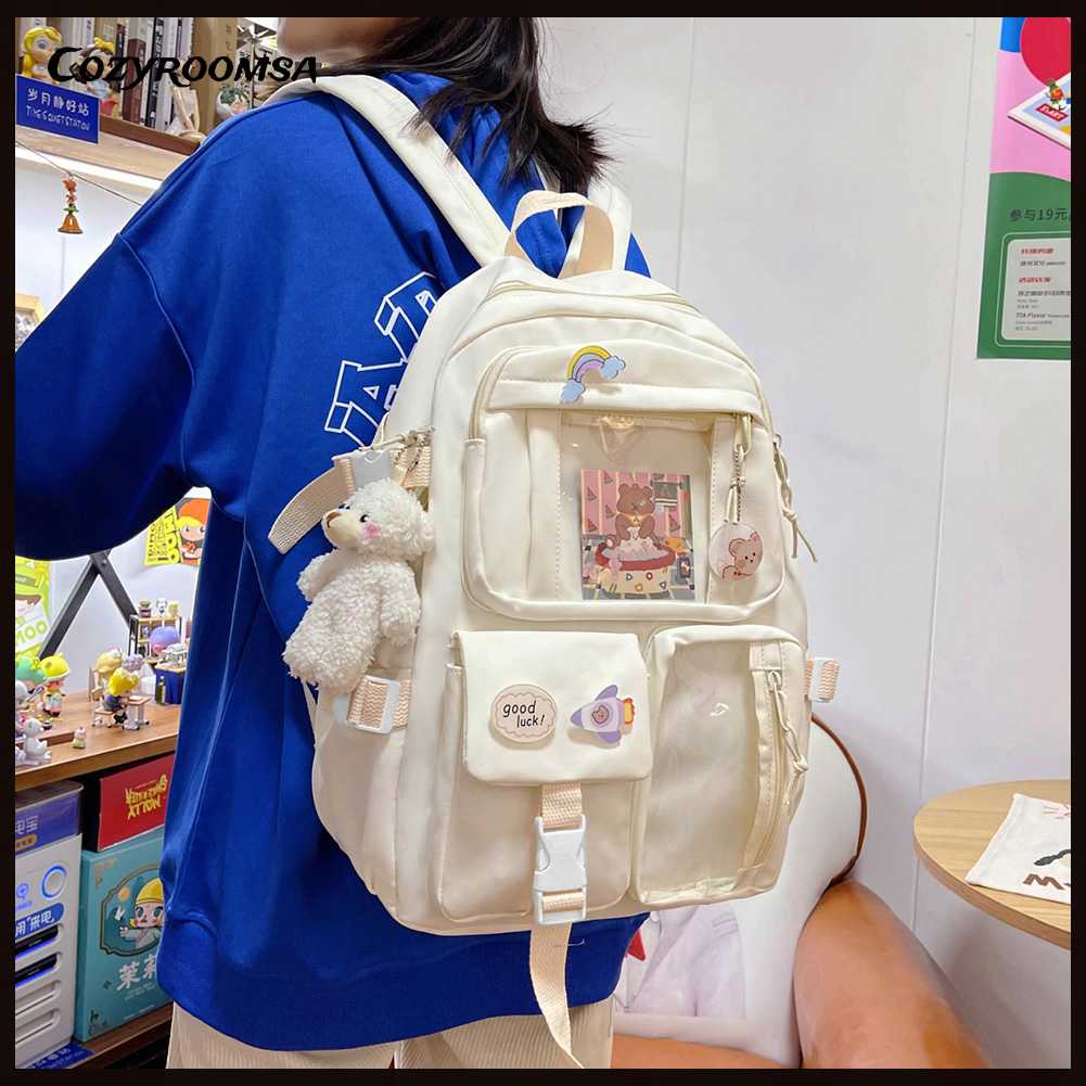 Ba Lô Đi Học Phối Lông Nhung Dễ Thương Xinh Xắn Dành Cho Nữ