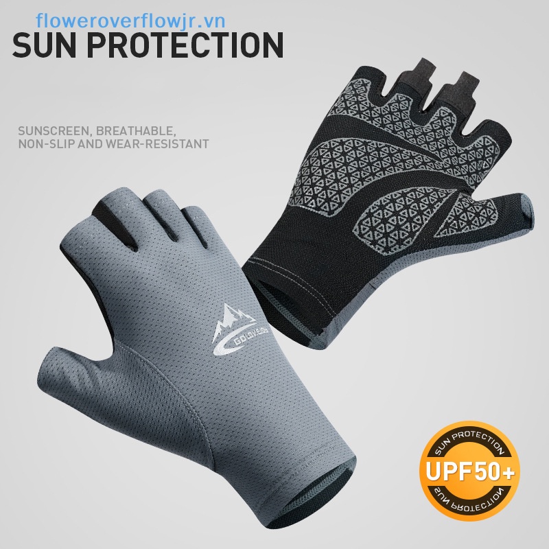 Găng Tay Nửa Ngón Bằng Lụa Lạnh Gọn Nhẹ Thoáng Khí Chống Trượt