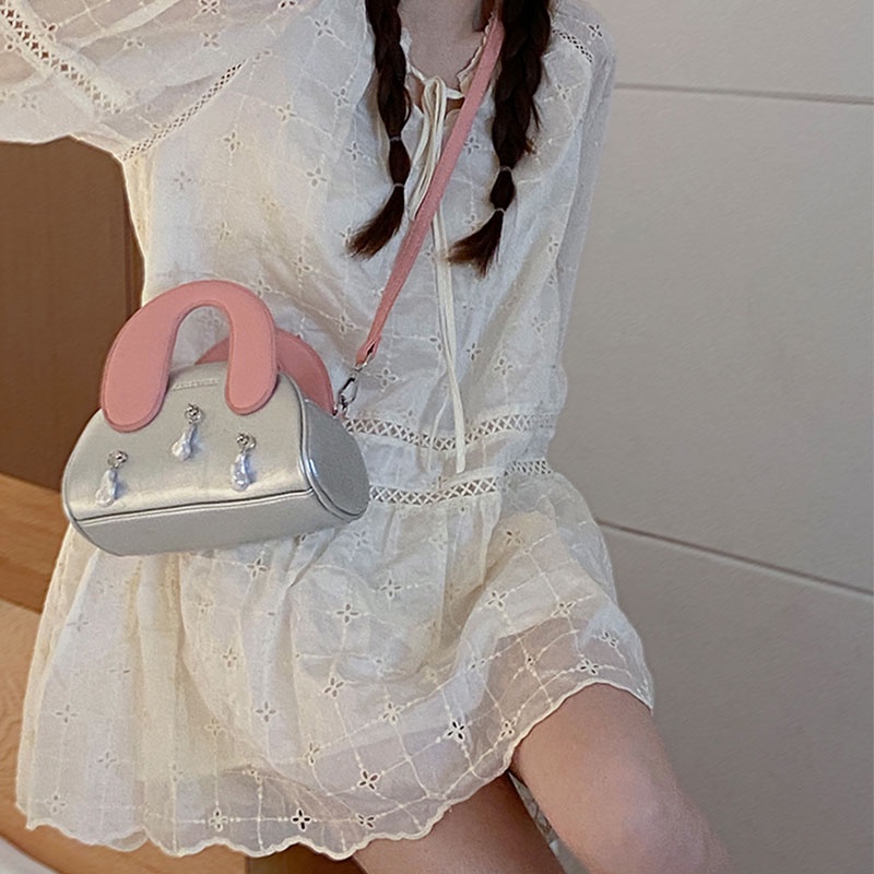 Nucelle Túi Xách Đeo Vai Hình Vỏ Sò Màu Tương Phản Thời Trang Cho Nữ