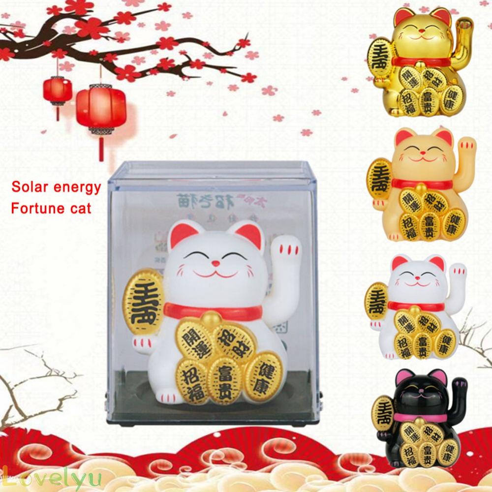 ⭐READY STOCK ⭐Loyal and Smiling Solar Powered Waving Lucky Cat Ornament for Wealth and Good luck