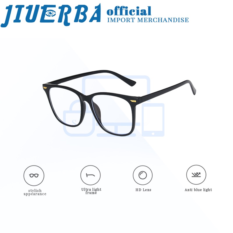 JIUERBA Kính Cận Gọng Vuông Chống Bức Xạ Phong Cách Cổ Điển Cho Nam Và Nữ