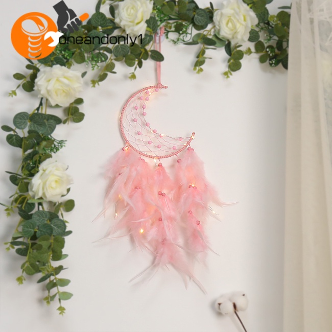 Dream Catcher Lông Vũ Kèm Đèn Treo Trang Trí