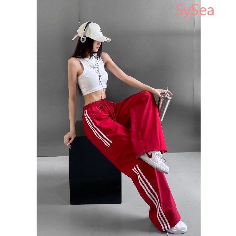 Quần Dài Nữ Ống Rộng Họa Tiết Sọc Ngang Plus Size