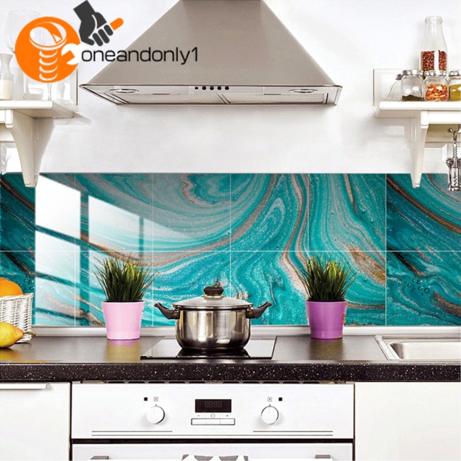 Bộ 10 Miếng Dán Tường Giả Gạch Chống Thấm Nước / Dầu Mỡ Kích Thước 10X10Cm Tiện Dụng Cho Nhà Bếp