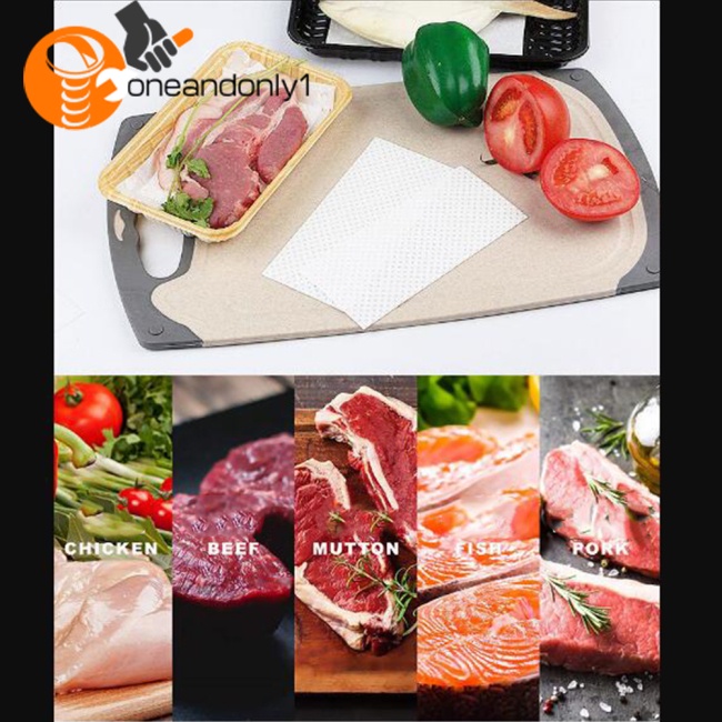 Bộ 100 Miếng Đệm Thấm Hút Nhanh Dùng Để Bảo Quản Thịt Cá