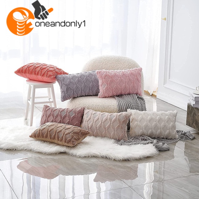 Vỏ Bọc Gối Sofa Bằng Vải Nhung Len Bông Mềm Mại Họa Tiết Kim Cương Hình Học Đơn Giản