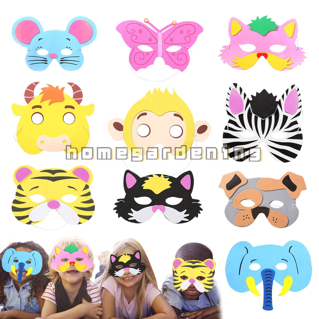 Set 10 Mặt Nạ Hóa Trang Hình Động Vật Dễ Thương Cho Bé