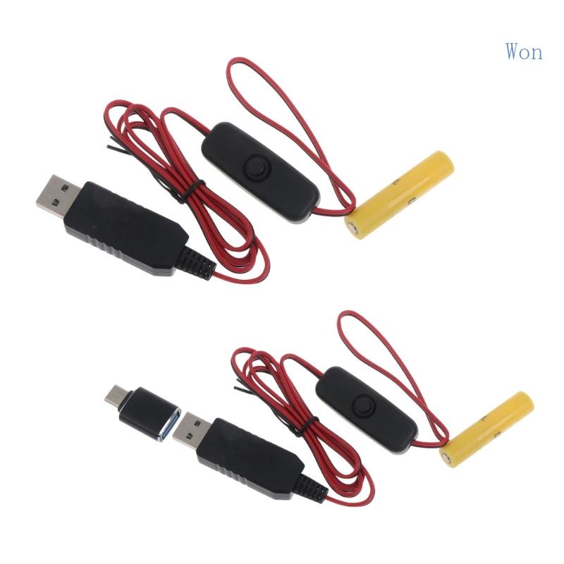 Dây Cáp Chuyển Đổi Loại C USB Sang 1 5V AAA Có Công Tắc Thông Dụng Cho Đồ Chơi