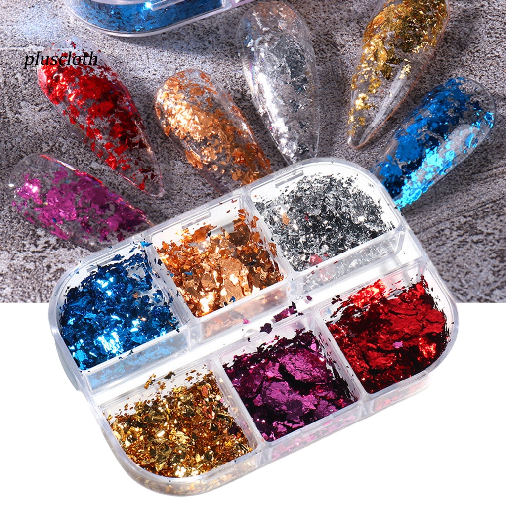 &lt; Pluscloth &gt; Hộp Giấy Foil 6 Ngăn Dán Móng Nghệ Thuật Kết Cấu Sáng Tạo Đáng Yêu Dùng Để Trang Trí Móng Cá Nhân Sử Dụng Cá Nhân