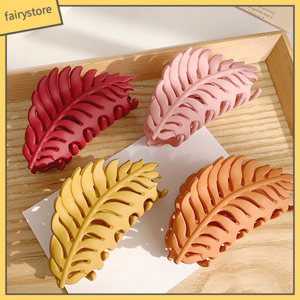 Kẹp Tóc Càng Cua Hình Chiếc Lá Màu Lì Dễ Sử Dụng