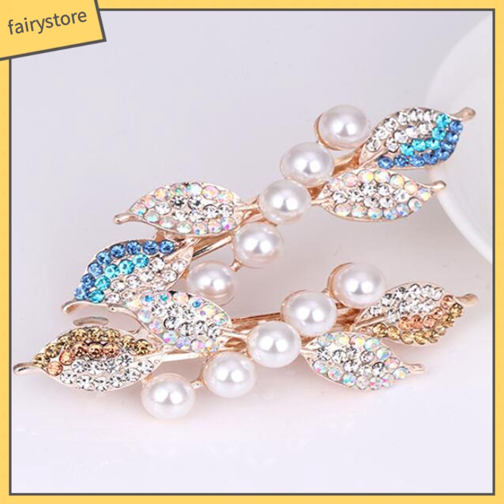 Kẹp Tóc Đuôi Ngựa Hình Chiếc Lá Đính Đá Siêu Nhẹ